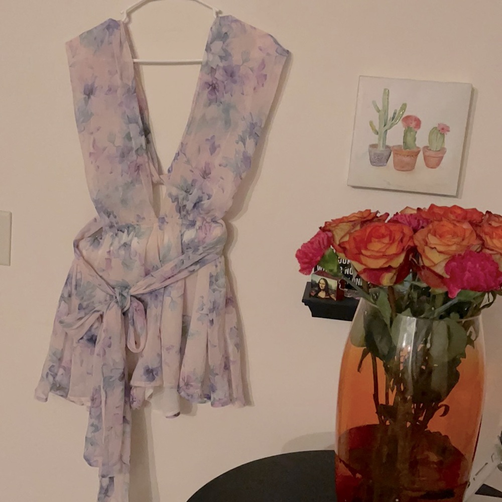 Ribbon halter top multi tie option slip on romper